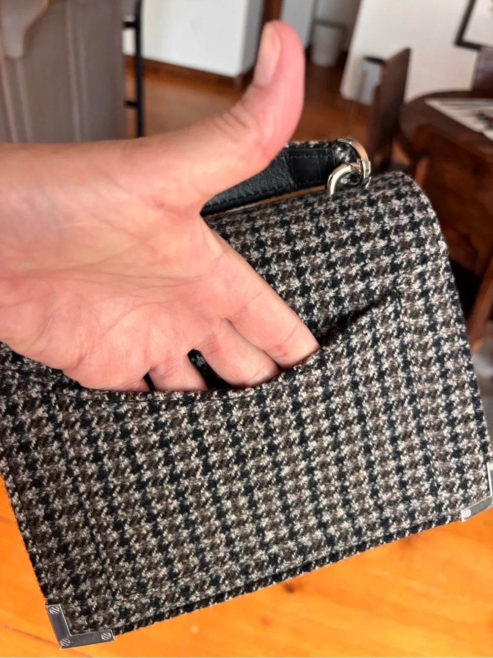 THE KOOPLES NWT Small Houndstooth Emily Shoulder Bag Silver Hardware  MSRP $495